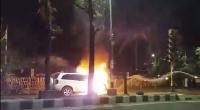 Vehicle catches fire on Dhaka road VIDEO