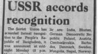 Soviet recognition to Bangladesh and a pledge to peace