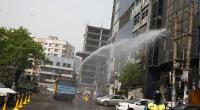 DMP uses water cannons to spray disinfectant